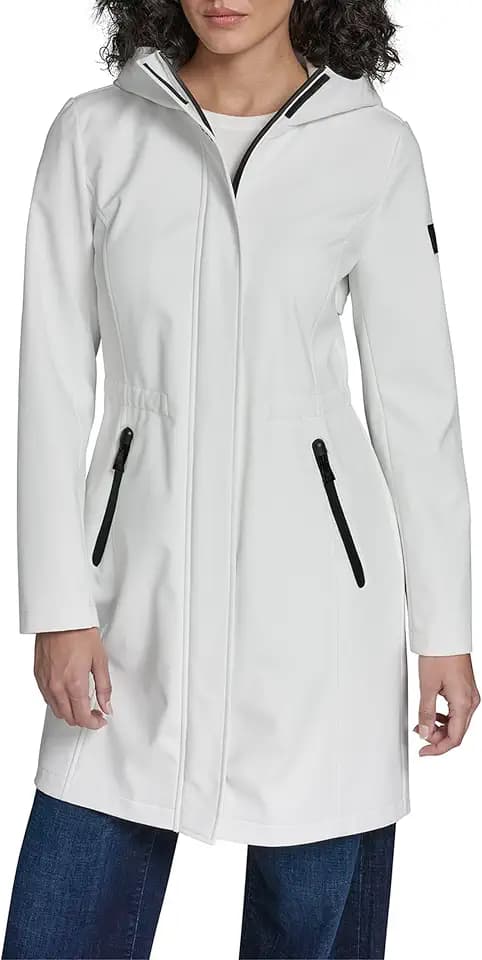 KARL LAGERFELD Women's Bonded Tech Rain Wear Anorak