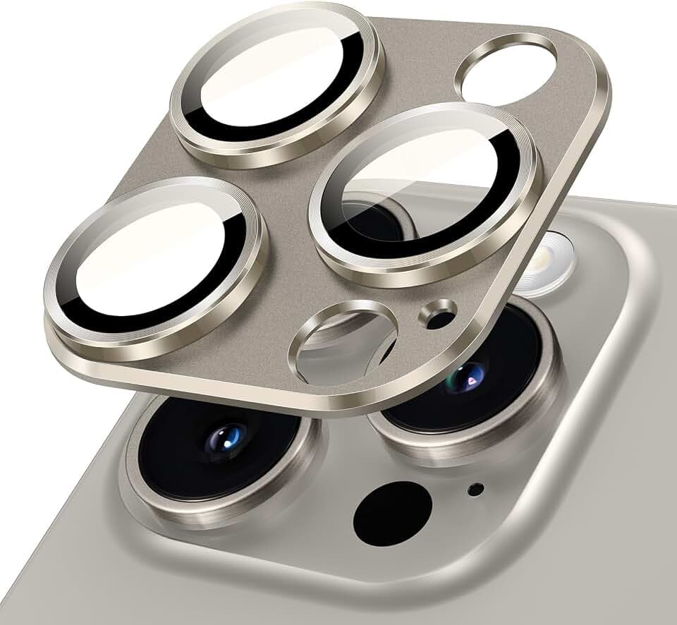 JETech Camera Lens Protector for iPhone 15 Pro/15 Pro Max, Natural Titanium