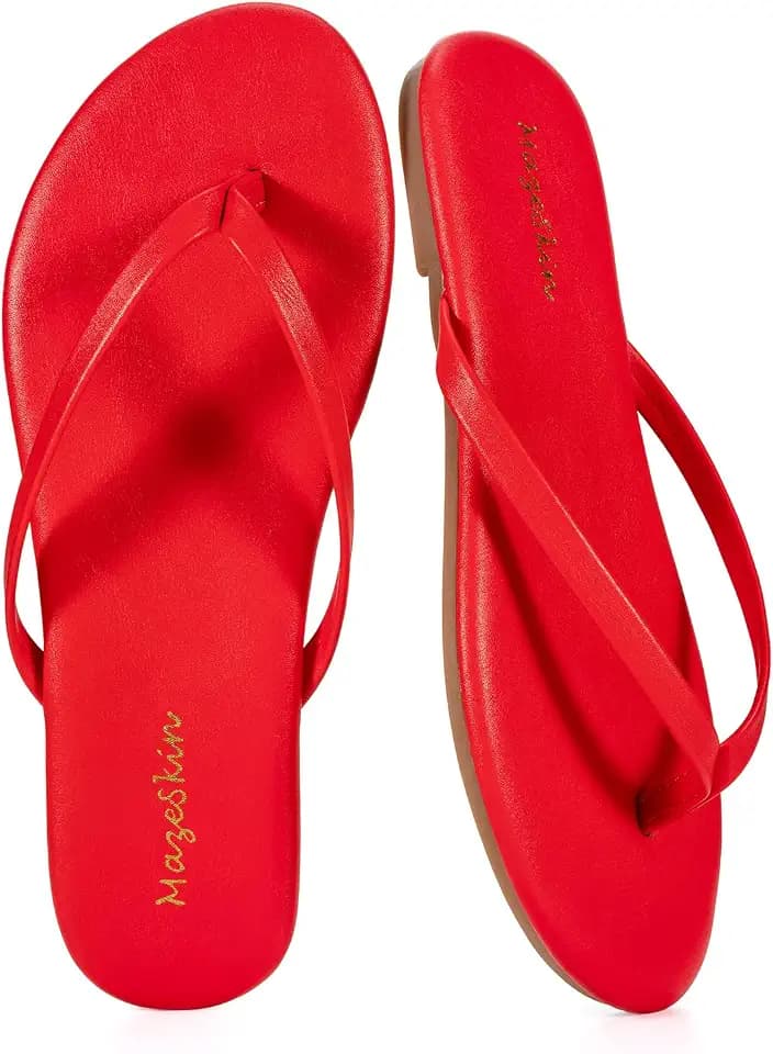 mazeskin Womens Memory Foam Flip Flops Flat Thong Sandals
