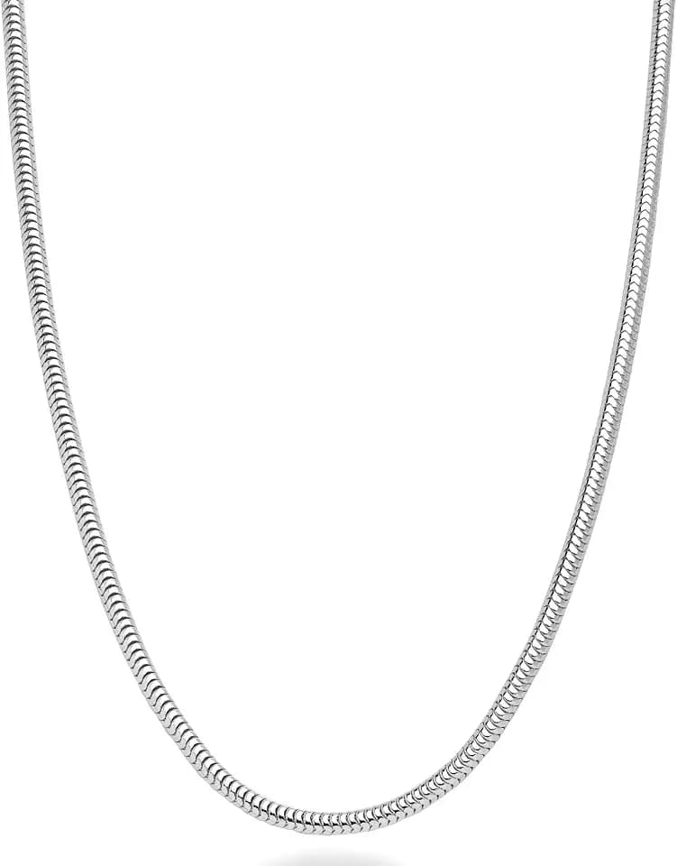 Miabella Italian 925 Sterling Silver Round Snake Chain Necklace Women Men