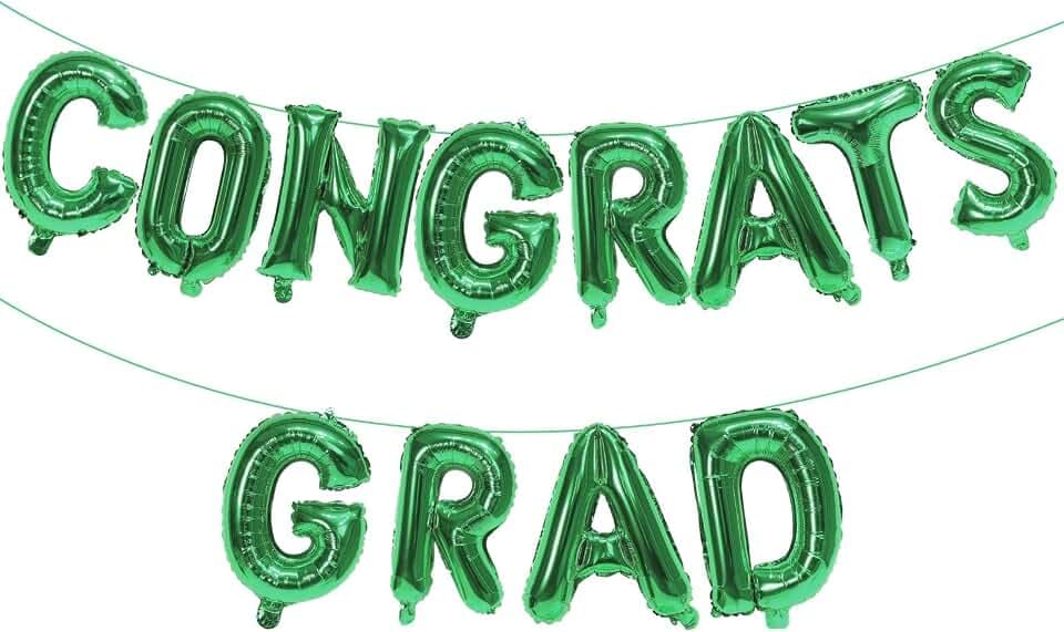 KALOR 16 Inch Green Congrats Grad Banner Balloons, Green Congrats Grad Letters Sign, Graduation Decorations 2026 for Graduation Party Decorations 2026