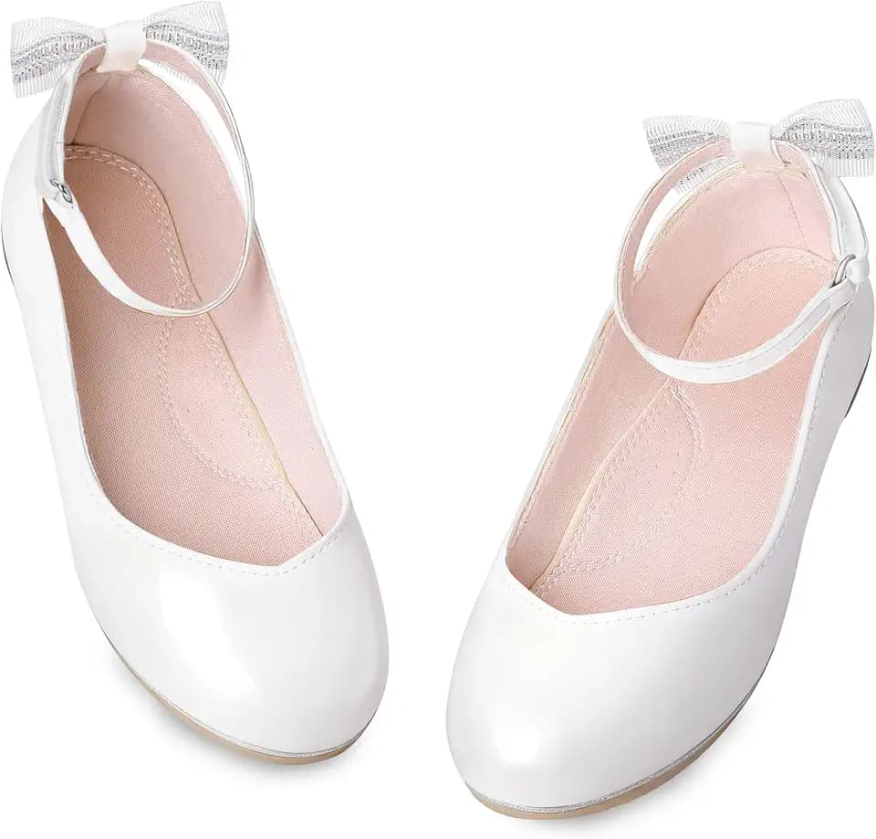 Bigwow Girls Mary Jane Dress Shoes Princess Flats with Bow Wedding Party Flower Girl Back to School Shoes for Little Big Kids