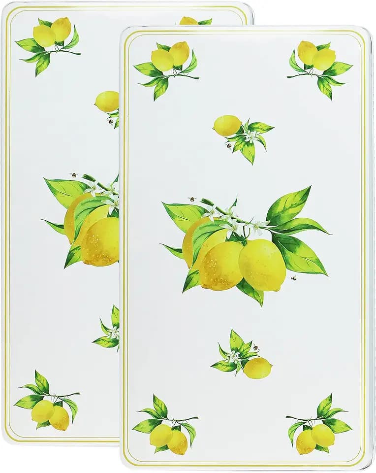 Reston Lloyd Decorative Lightweight Tin Rectangular Stovetop/Burner Cover Set, Fresh Lemons & Honey Bees, 11.25 x 19.75