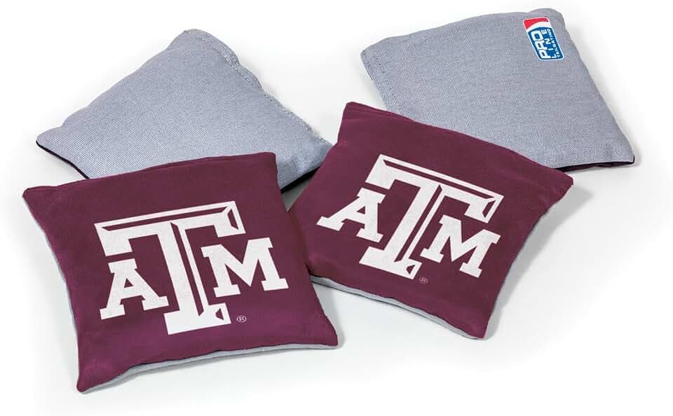 College Pro Football Texas A&M Aggies Dual-Sided Bean Bags by Wild Sports, 4 Pack - Premium Toss Bags for Cornhole Sets