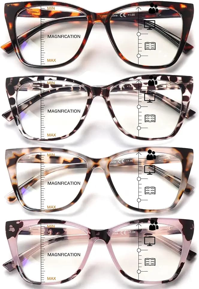 COJWIS Multifocus Progressive Reading Glasses for Women- Bifocal Computer/Book Men Readers