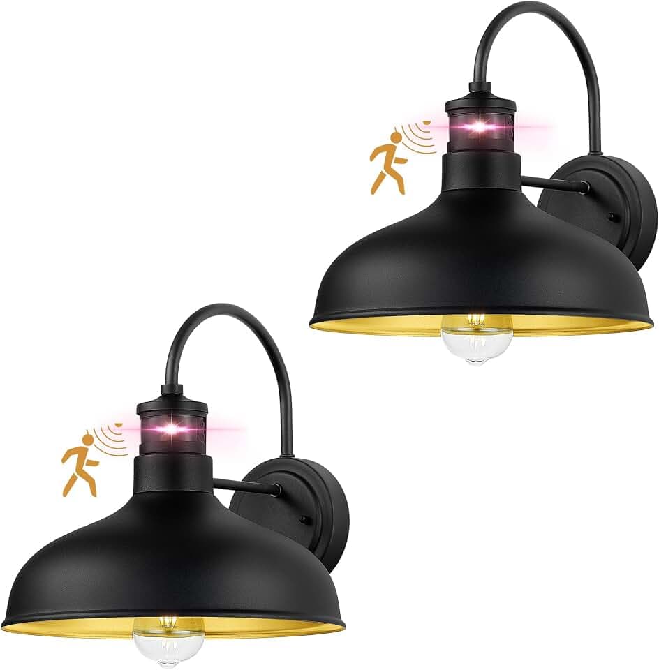 2 Pack 12" Motion Sensor Outdoor Wall Lights Dusk to Dawn IP65