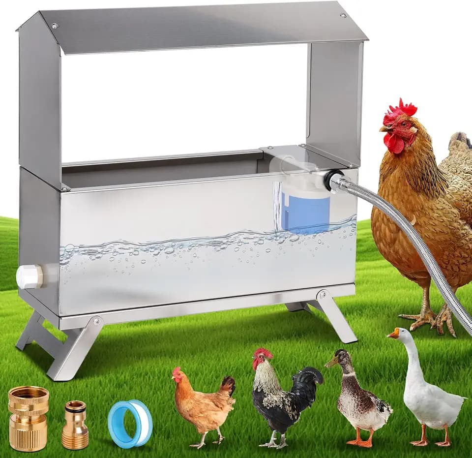 1.6 Gal Automatic Chicken Waterer with Float Valve Kit and Bottom Bracket