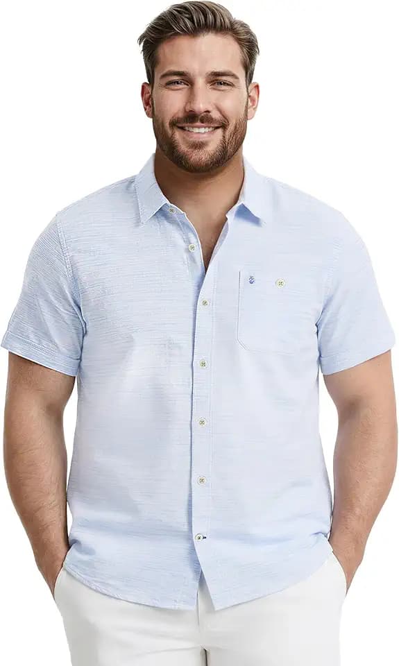 Izod Men's Big and Tall Saltwater Dockside Short Sleeve Button Down Shirt