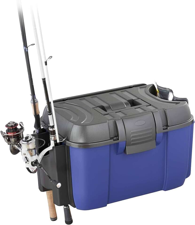 Plastica Panaro Angelkoffer für Herren, 525 x 340 x H300, Blau, mit Rutenhalter und seitlicher Futtertasche