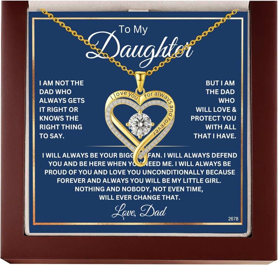 To My Daughter Necklace From Mom & Dad, Forever Love Heart Necklaces Jewelry Pendant Gifts for Daughter Birthday,Graduation,Christmas