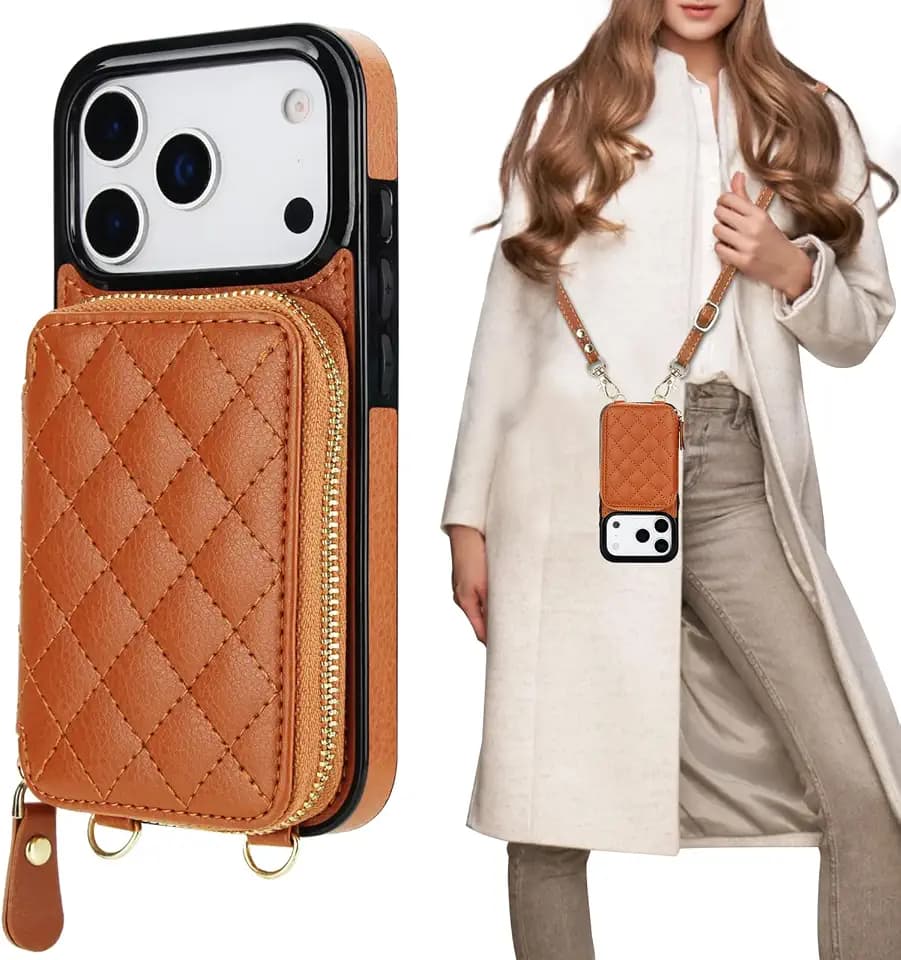 Bocasal Crossbody Wallet Case for iPhone 18 Pro / 17 Pro, Brown