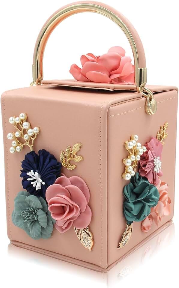 Abend-Clutch für Damen, Blumenmuster, quadratisch, Abendtasche, Umhängetasche, Handtasche, Blume, Hochzeit, Clutch, Geldbörse