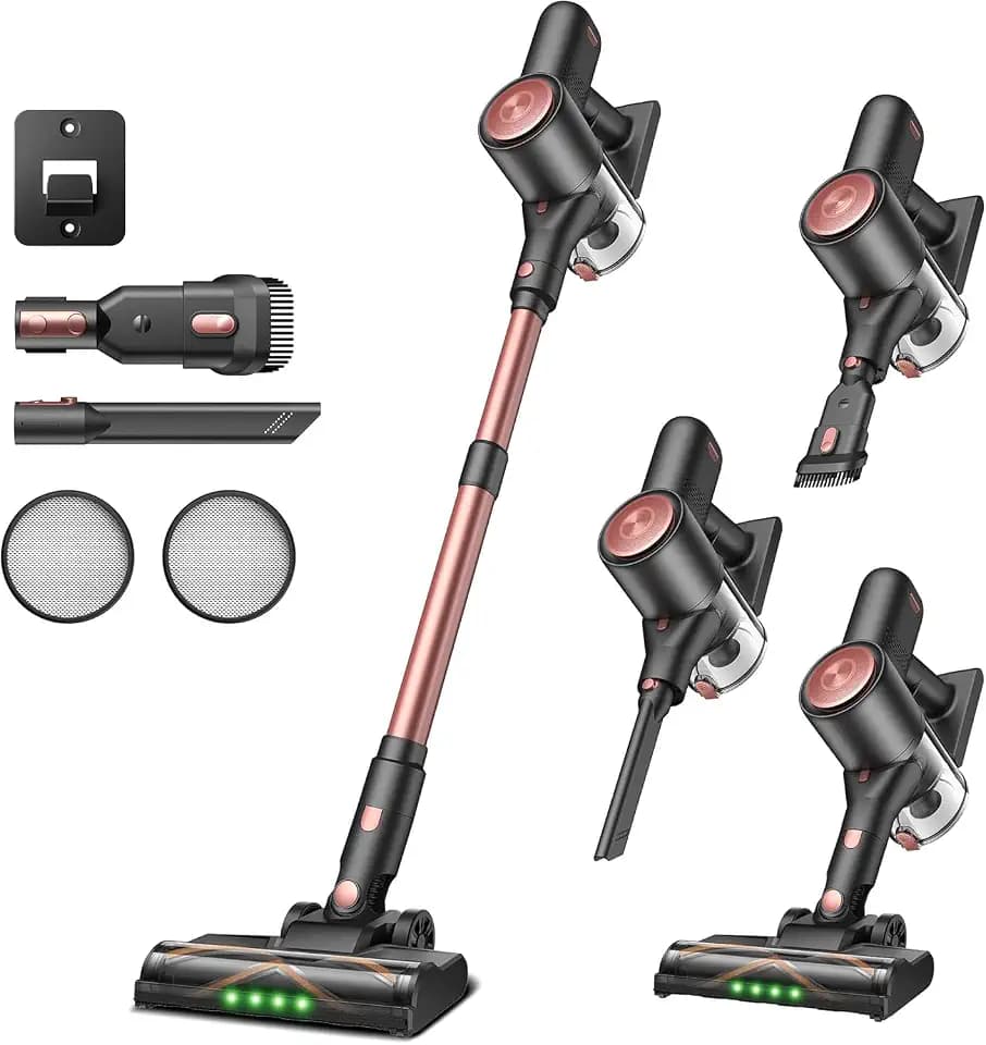 Vexilar V10Pro Akku Staubsauger, 45kPa Kabelloser Staubsauger mit Grüner LED, Leichter Handstaubsauger Kabellos, 45 Min Laufzeit, Abnehmbarer Akku, Vacuum Cleaner für Auto, Teppich & Tierhaare