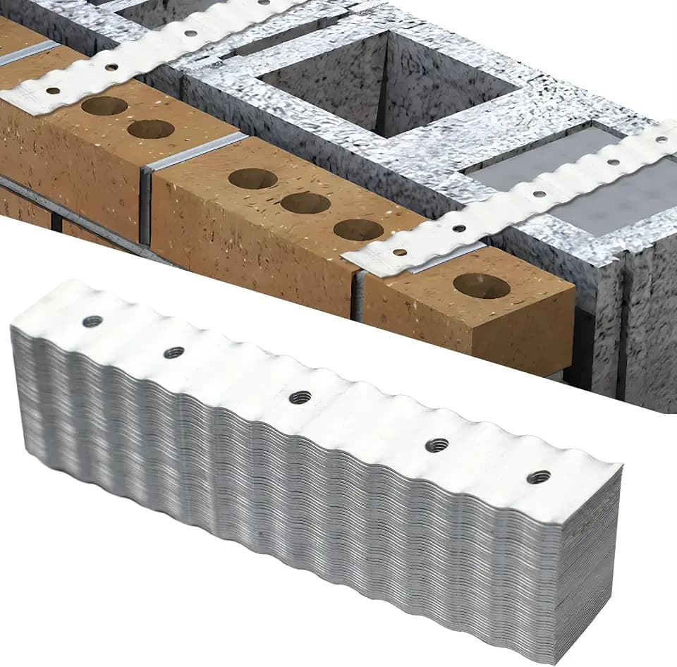 LEIFIDE 500 Pcs Corrugated Brick Wall Ties 0.88"x6.56" Steel Wood Frame