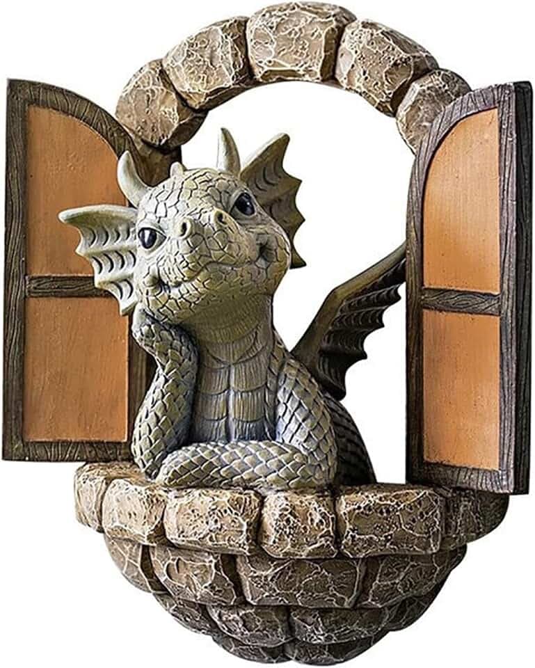 Schöne Hof Drachenskulptur, Drachen Figuren Garten Klein,Wanddeko Aussen