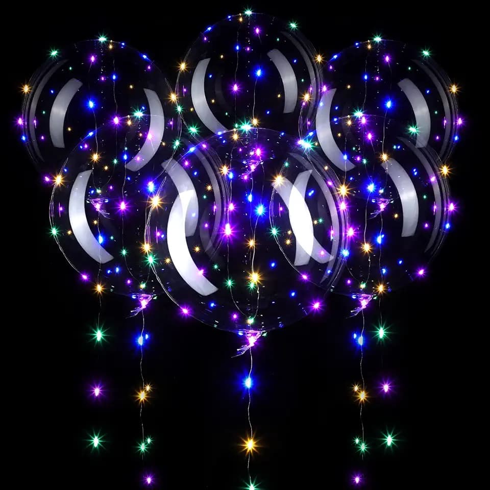 15 Sets LED Bobo Luftballons Helium Leuchtende Blase Luftballons mit Blinkenden LED Lichterketten Leuchten im Dunkeln Party Zubehör LED Luftballons für Festival Hochzeit Party Dekoration
