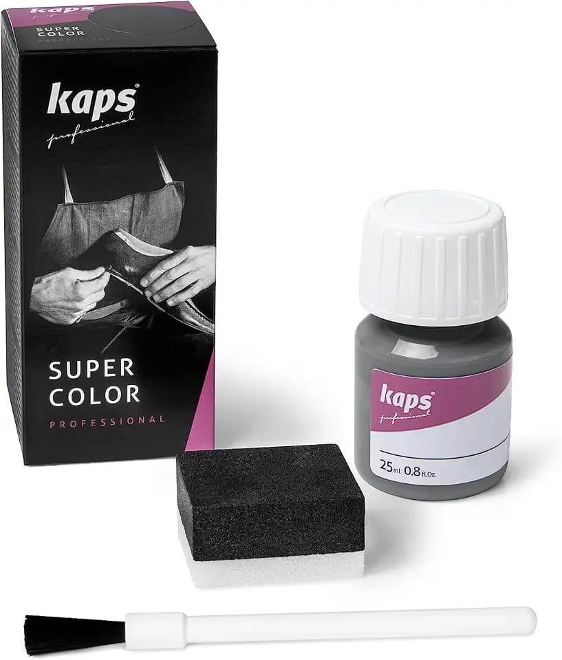 Kaps Super Color Lederfarbe für Naturleder, Synthetik und Textil, Lederfärber, 25 ml, Hellgrau 114