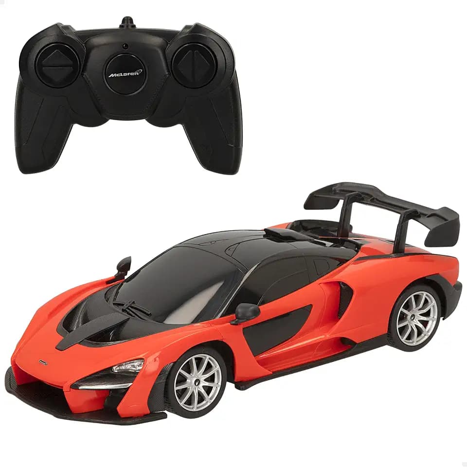 ColorBaby Rastar 41279 McLaren Senna, offizielles Lizenzprodukt, Maßstab 1:18, Orange, ferngesteuertes Auto, ferngesteuertes Fahrzeug, Fernbedienung, Geschenke für Kinder (41279)