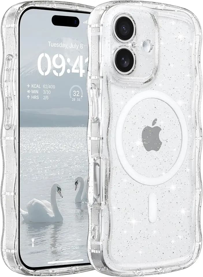 FABSPARK Glitter Case for iPhone 17,Fit for MagSafe,Clear