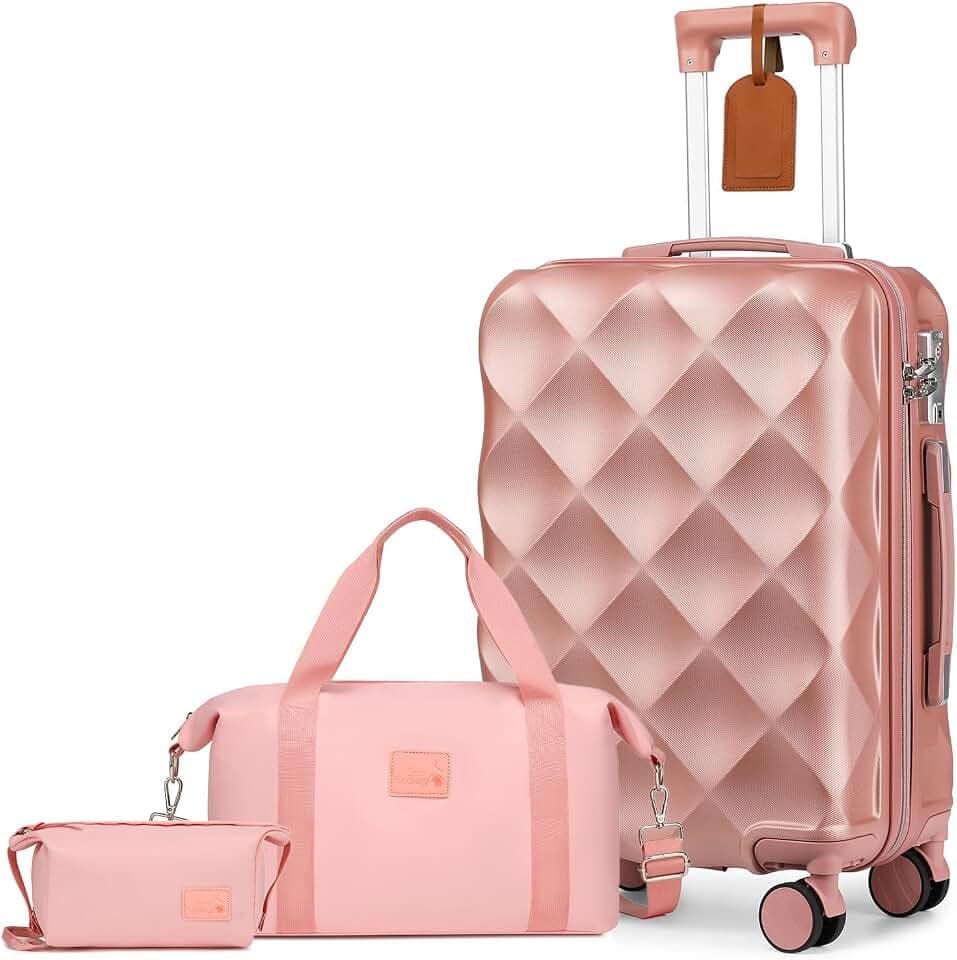 Sea choice Handgepäck Koffer Trolley ABS Mit 1 Reisetasche & 1 Kulturbeutel