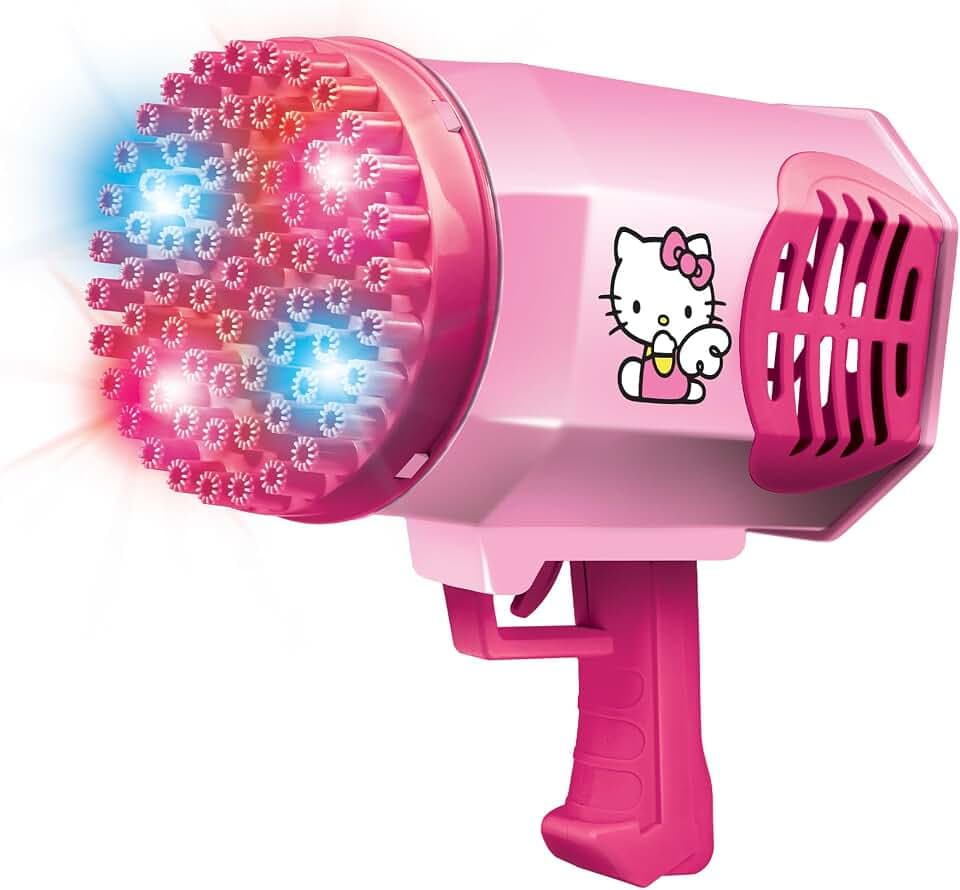 Hello Kitty LED Bubble Blaster – 69 Bubble Holes, Vibrant LED Lights, Rechargeable Battery, & Bubble Solution Included – Perfect for Parties, Events, and Outdoor Fun