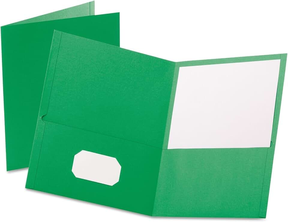 Oxford Twin-Pocket Folder, Embossed Leather Grain Paper, Light Green