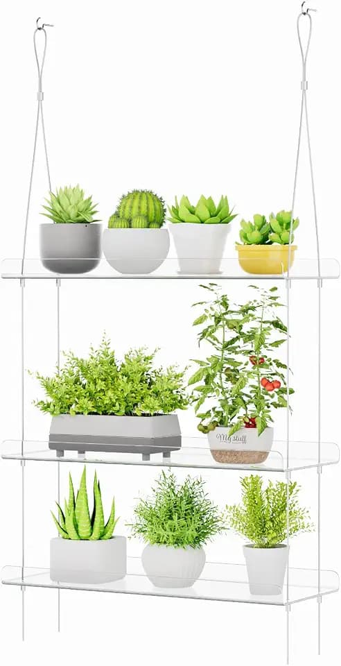 Lifewit 3-Tier Window Plant Shelves, 15" Acrylic Adjustable Hanging Shelf