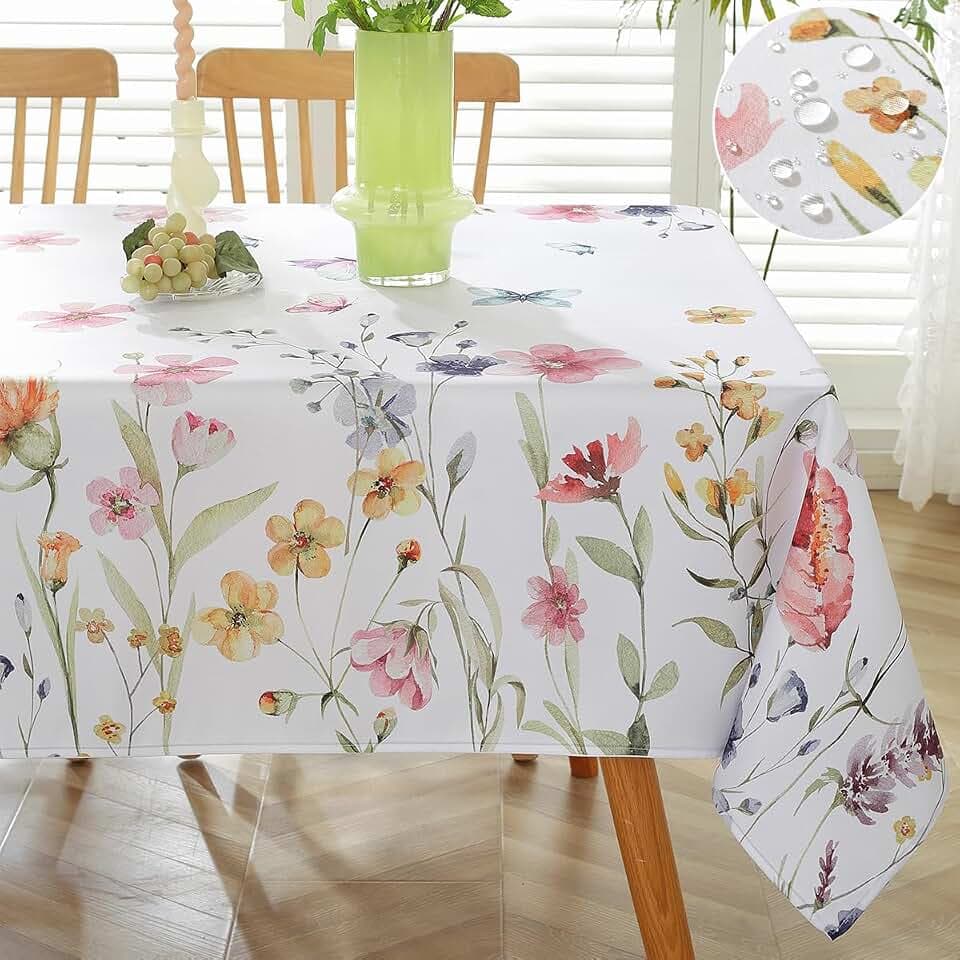 SASTYBALE Spring Summer Tablecloth Rectangle 52 x 70 Inch Spill Proof