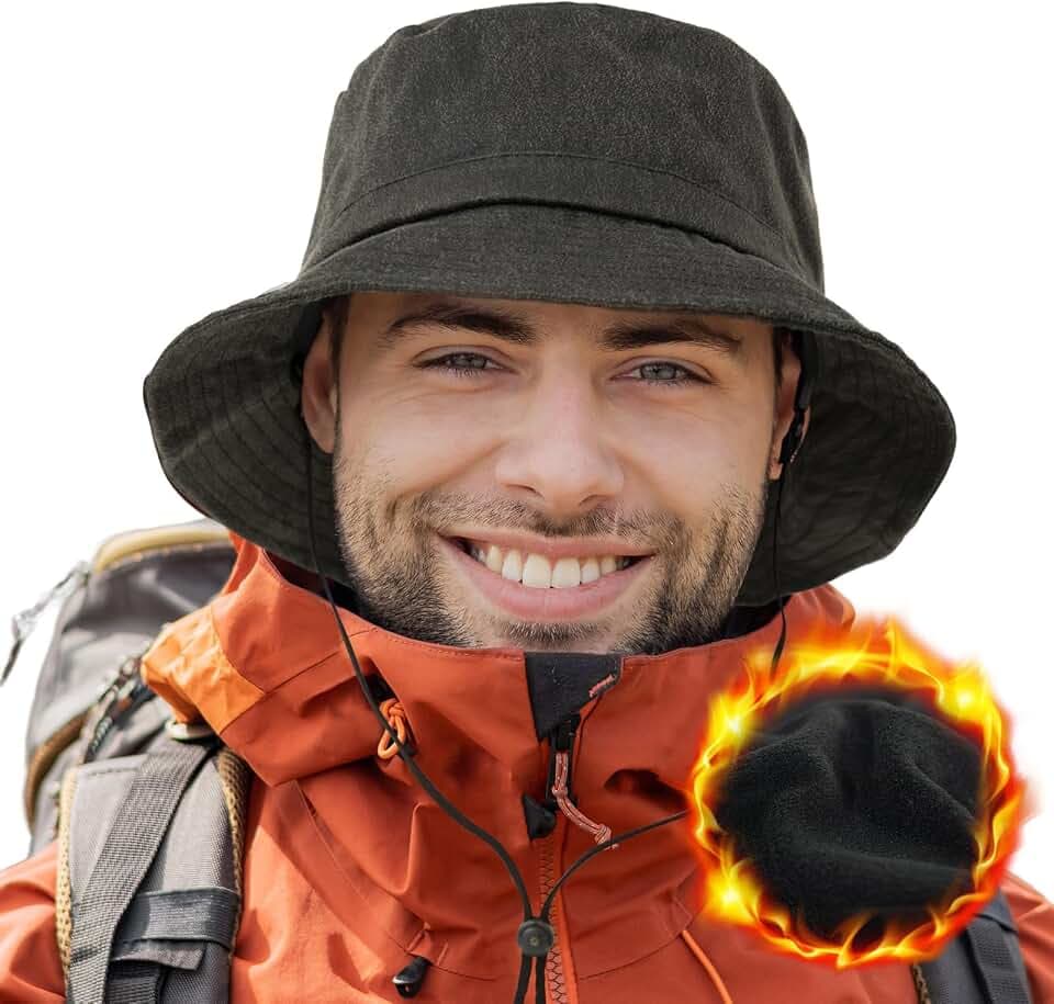 TOP-EX XL/XXL Unisex Wintermütze, warm und wasserdicht, mit Fleecefutter - Outdoor-Regenhüte für kalte Regentage - Verstellbar | Faltbar | Winddicht
