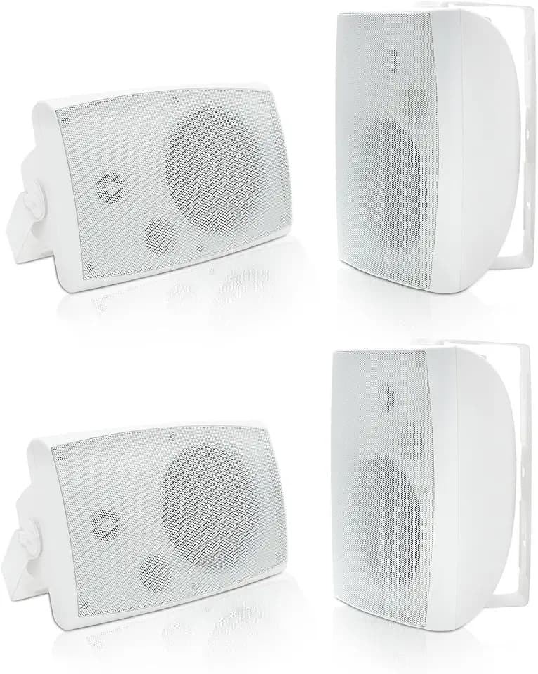 Herdio 6.5 Inch 800W Outdoor Bluetooth Speakers Wired Waterproof with Multifunctional Amplifier, Wall Mount Speakers for Patio Home Poolside Deck Backyard(2 Pairs,White)