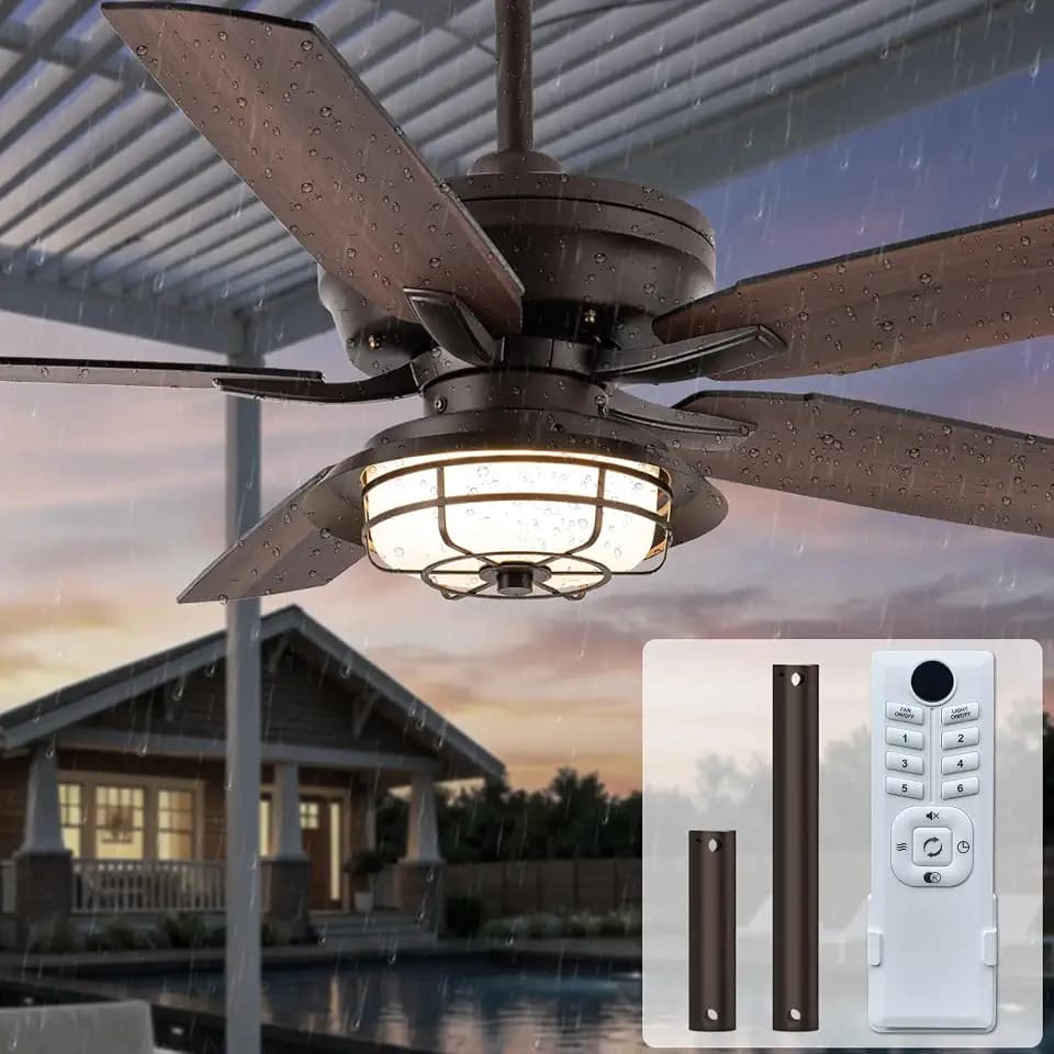 NORFOLK 52 Inch Outdoor Waterproof Ceiling Fan with Light