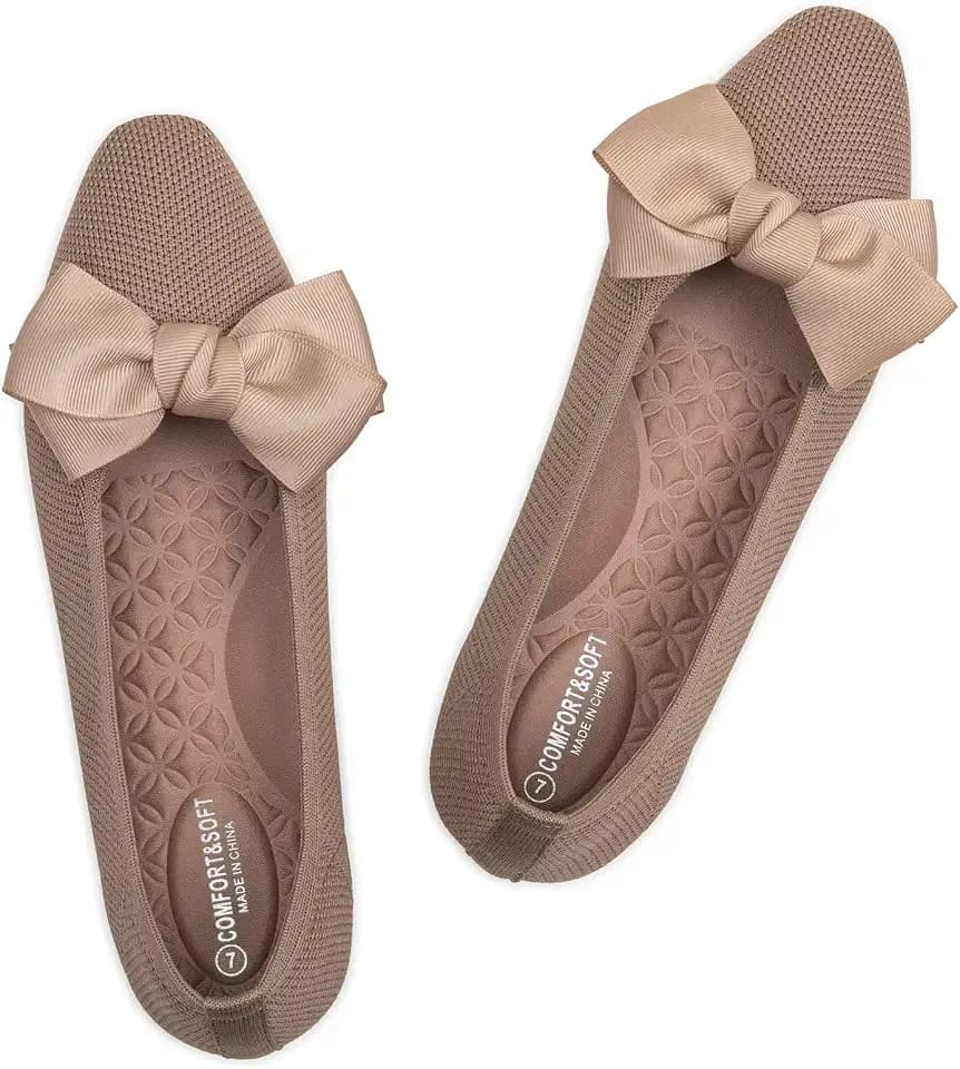 Frank Mully Womens Flat Square Toe Shoes Knitted Work Flat Comfort Dressy Flat Shoes for Daily Lightweight Comfort
