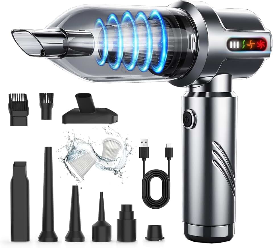 Handstaubsauger, 22000 Pa LED Display Handstaubsauger Akku, 4-In-1 Staubsauger Kabellos mit Bürstenloser Motor, Mini Staubsauger für Auto, PC, Büro Genutzt, Küche, Tierhaar Reinigung, Ecken