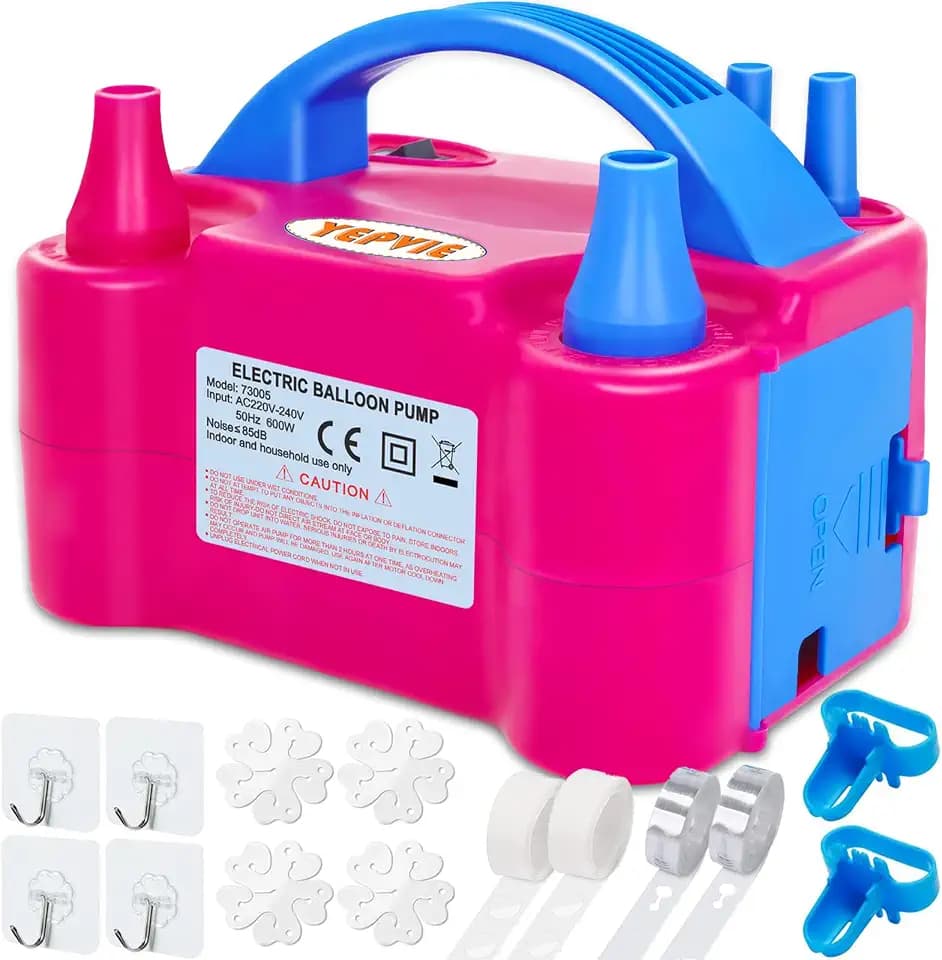 Luftballonpumpe Elektrische, 600W Elektrische Ballonpumpe Kit mit 14 Ballongirlande Kits, 2 Inflationsmodi und Doppeldüse Tragbare Luftballon Pumpe Elektro für Geburtstag Deko und Party Deko