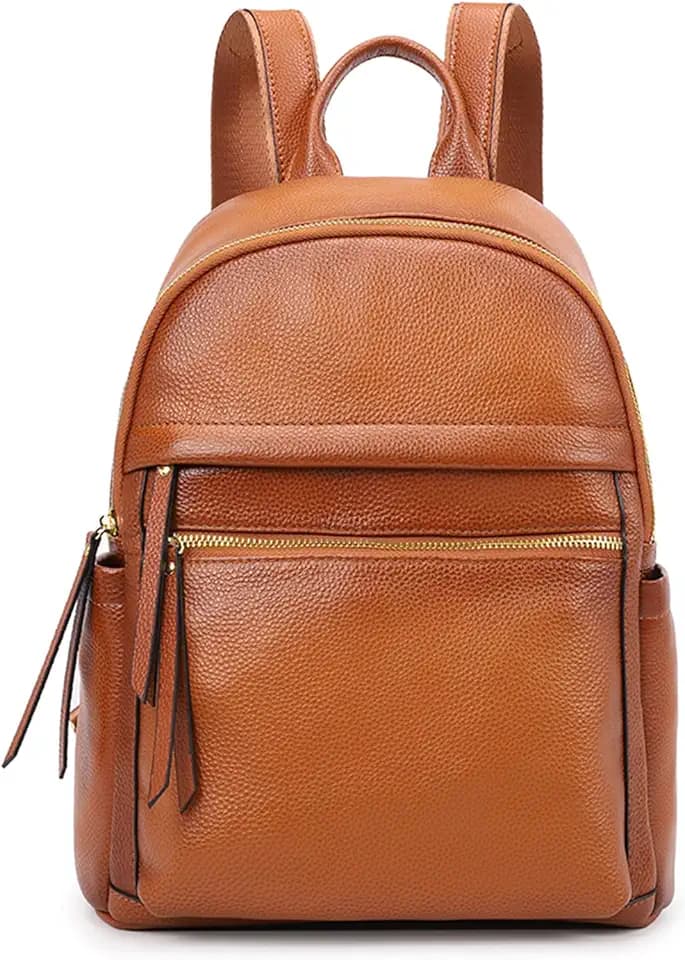 Kattee Genuine Leather Backpack Purse for Women, Medium Soft Daypack