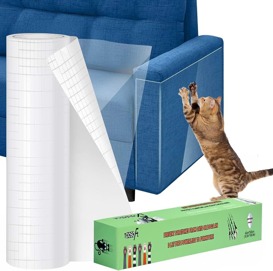 TOOSOFt Anti Cat Scratch Furniture Protector Clear Vinyl 196.9"x16.5"
