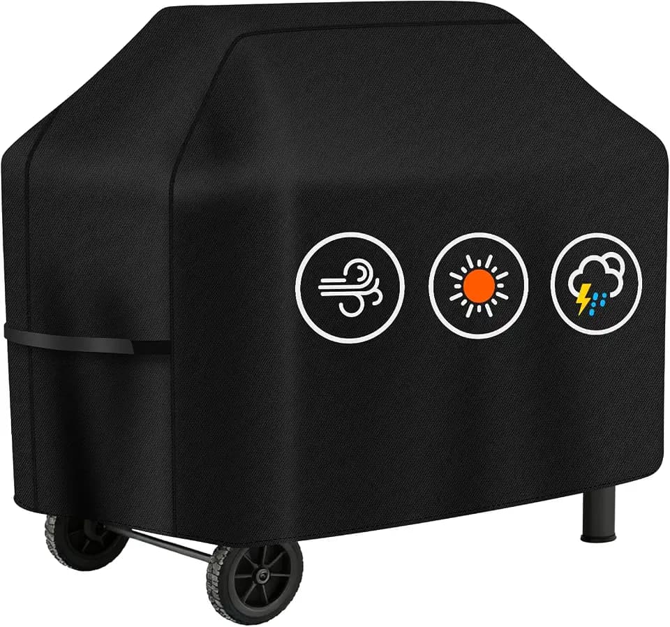 Perfect Grill Cover for Outdoor Grills Waterproof Rip-Proof Weather Resistant for Reliable Protection Griddle Cover Easy to Clean Adjustable Hem Drawstring Fade Resistant (Black, 40)