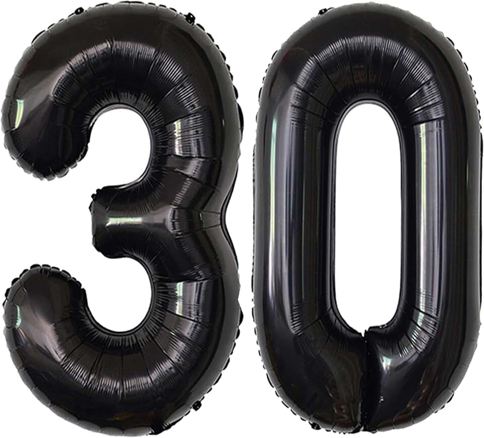 Black 30 Number Balloons Giant Jumbo Number 30 Foil Mylar Balloons for Women Men 30th Birthday Party Supplies 30 Anniversary Events Decorations