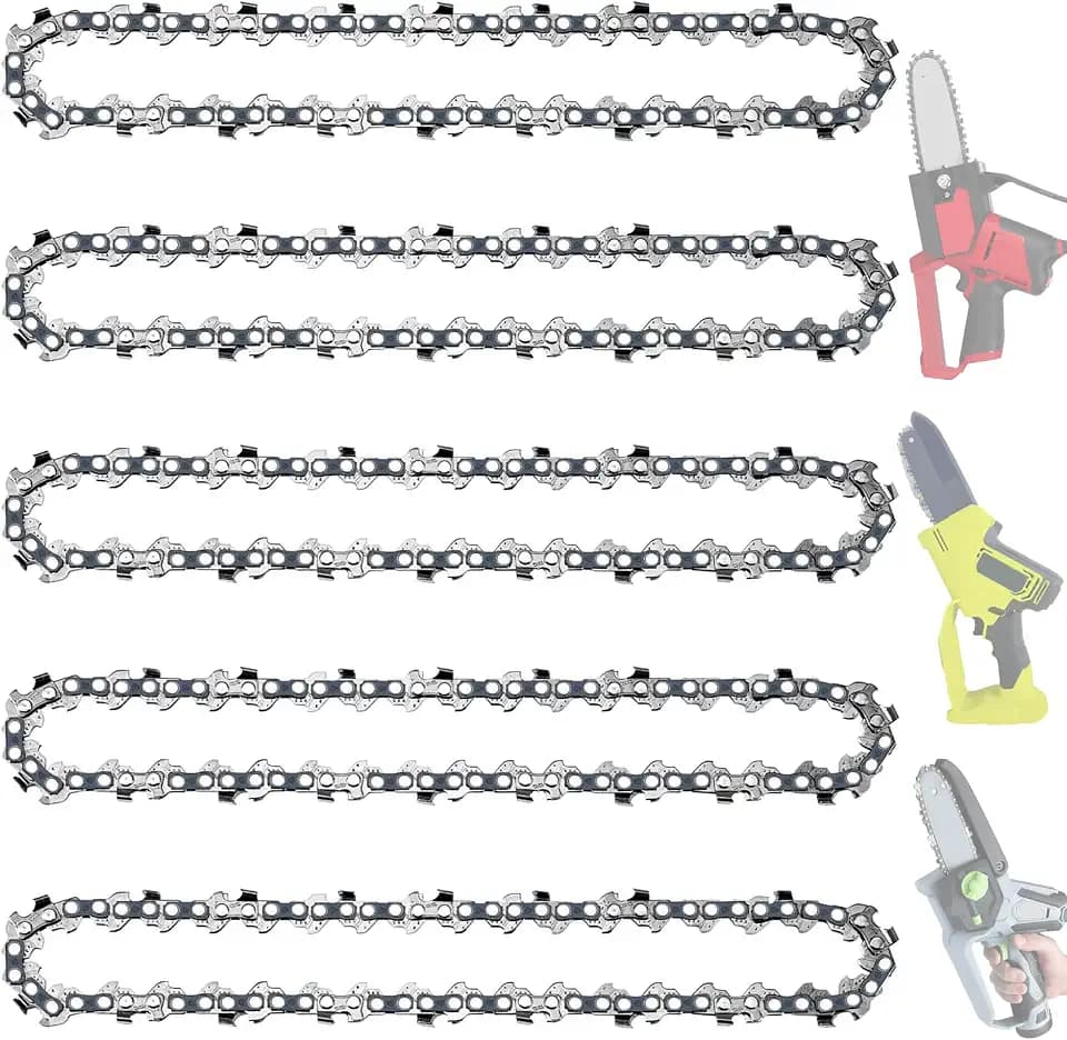 5 Pack 6 Inch Chainsaw Chain 3/8" LP Pitch .043" Gauge 28 Drive Links Fits Milwaukee M12 FUEL, 2527-20, 2527-21, M12, Kobalt KPS1024A-03, Craftsman CMCCSL621D1, Remington RM0612P, WORX, Oregon R28