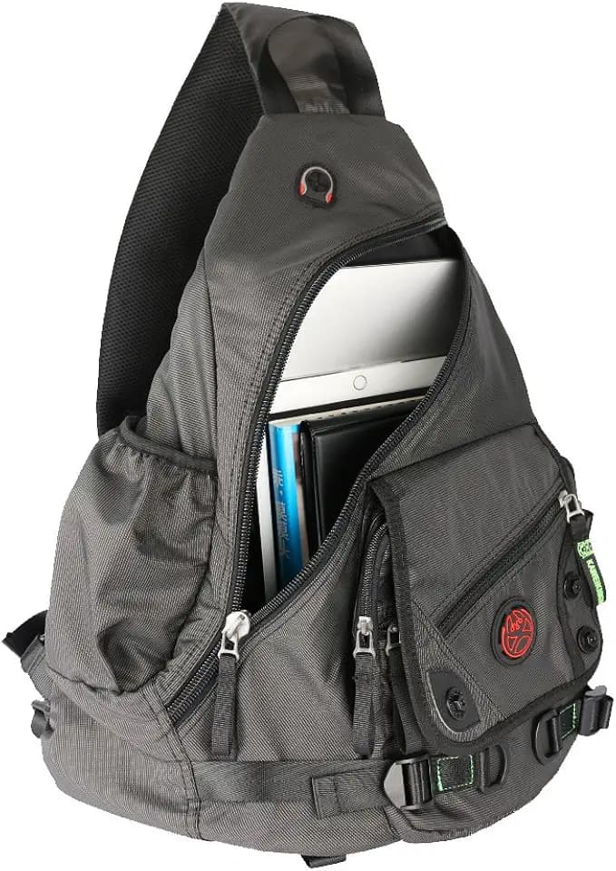 Large Sling Bag Laptop Backpack Cross Body Messenger Bag Shoulder Travel Rucksack (A-Black)