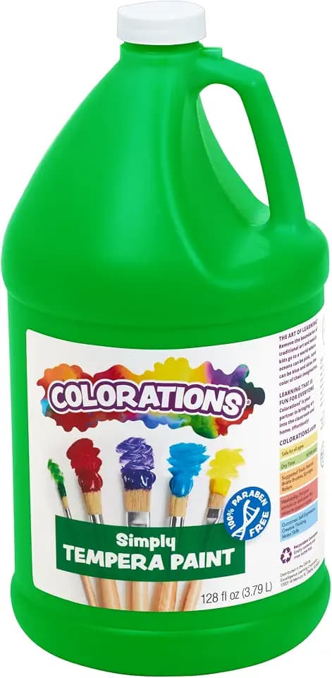Colorations Paraben-Free Tempera Paint for Kids, 1 Gallon, Vibrant Green