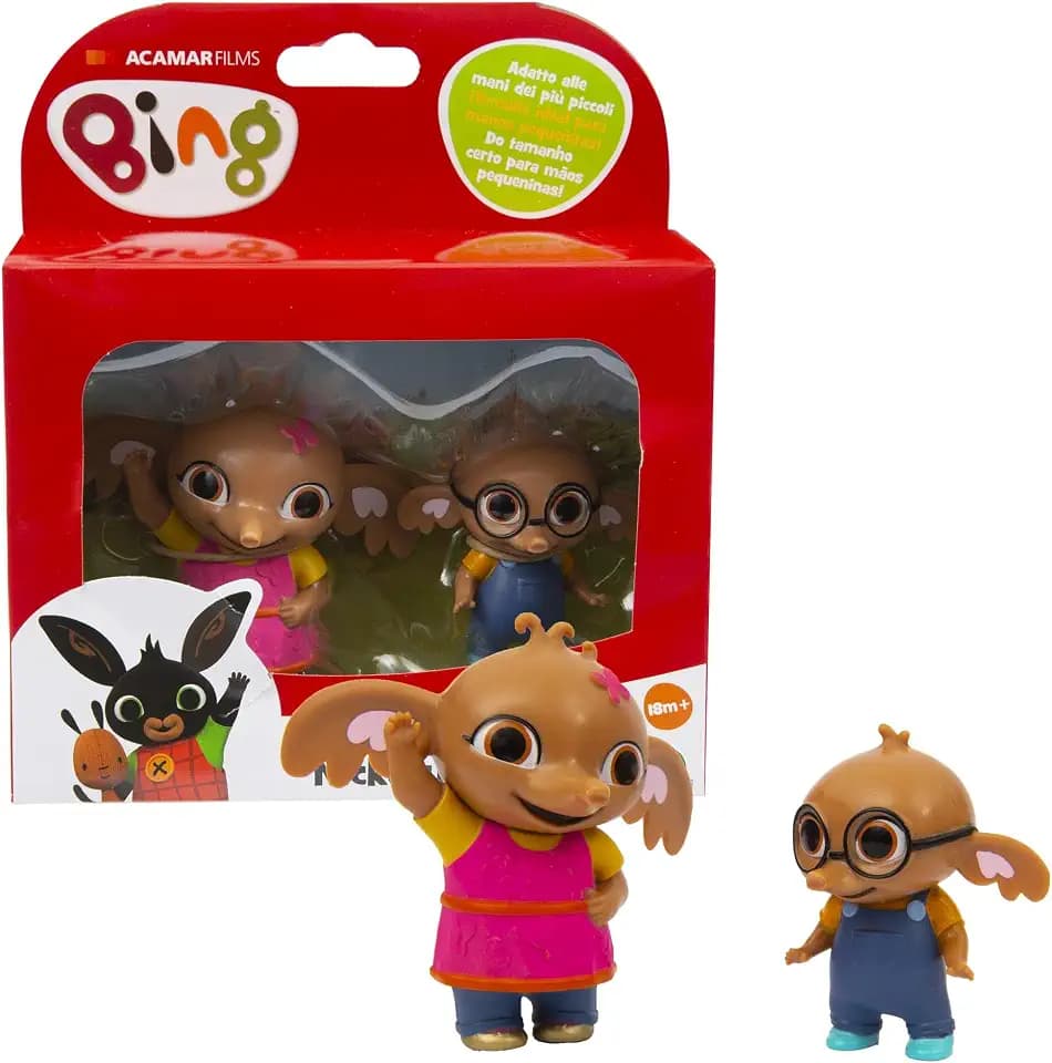 Giochi Preziosi - Bing Set 2 Mini-Figuren, Sula und Nicky in Hellen Farben und der richtigen Größe für kleine Hände, für Kinder ab 18 Monaten, Mehrfarbig