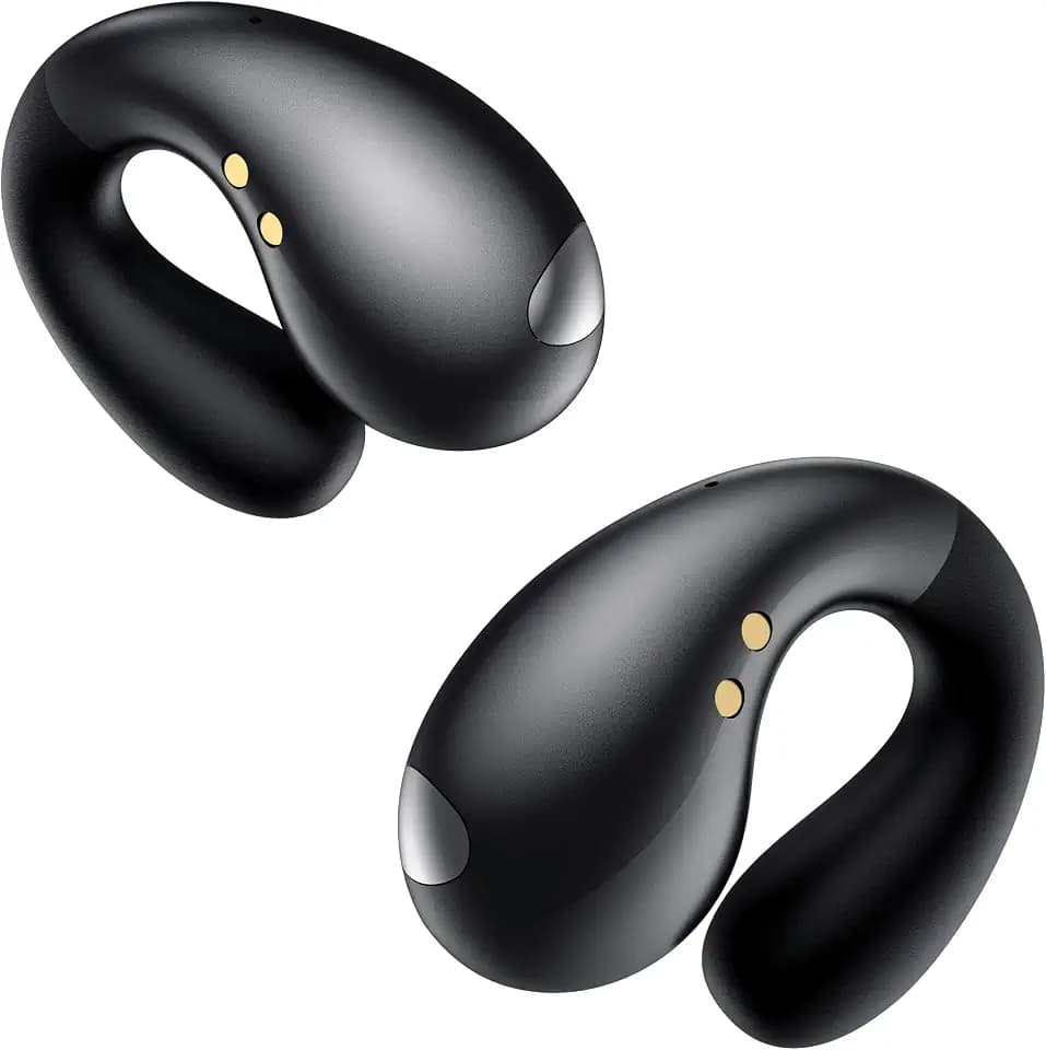 Boytond Ultra Open Ear Earbuds - Clip on Earbuds, Open Ear Headphones with Secure Lightweight Fit, Bone Conduction Sound and Bluetooth 5.3 for Running, Sports and Outdoor Travel, Midnight Black