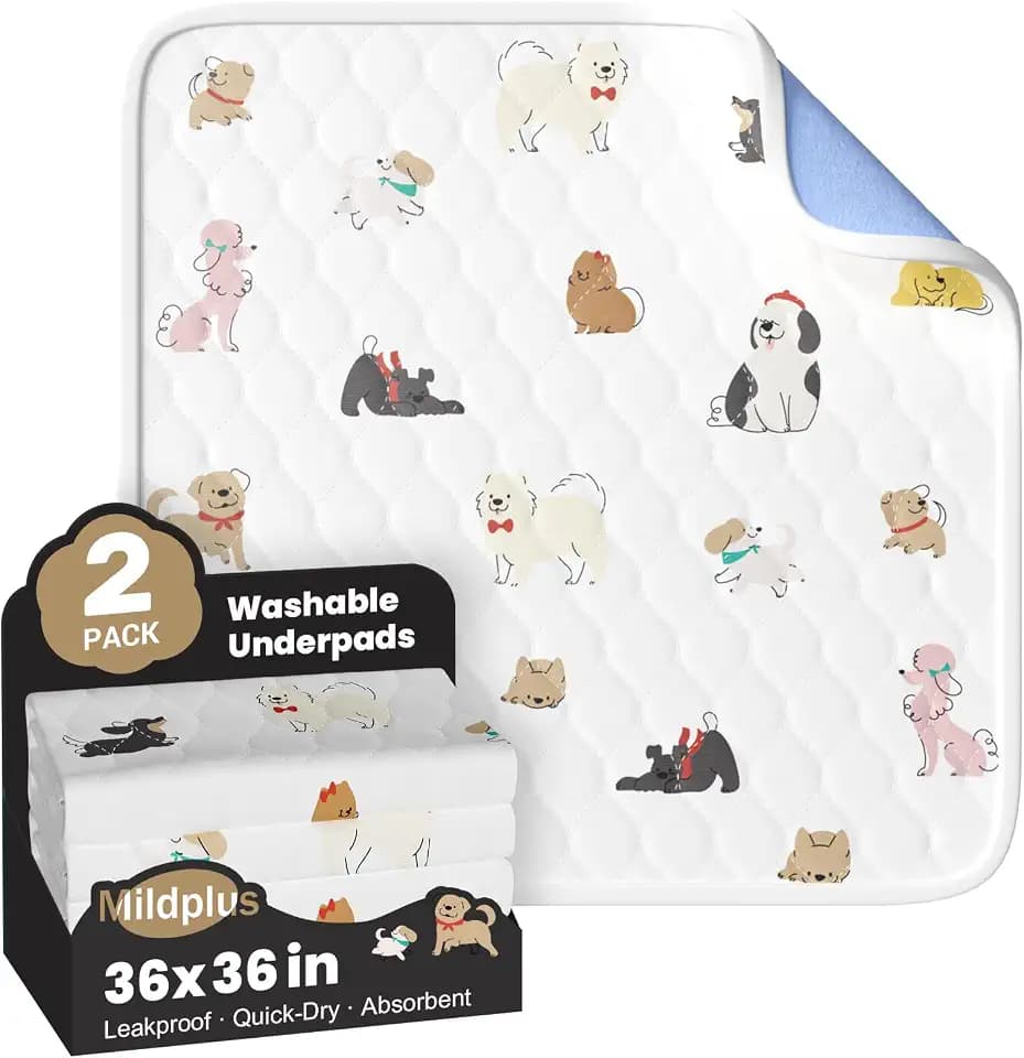 2 Packs Bed Wetting Pads 36"x36" 5 Layers Waterproof Washable Pee Pad White