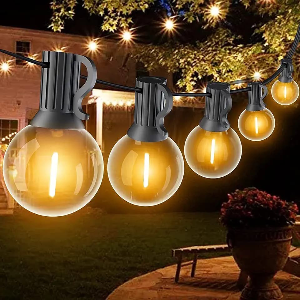 9 Meter LED Lichterkette Außen Strom G40 Warmweiß Wasserdicht