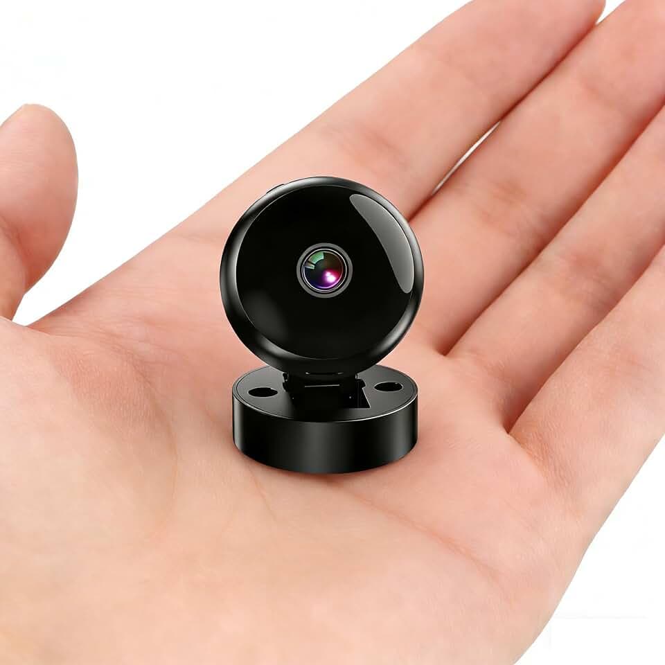 BestYiJo Simple Mini Indoor Camera, 1080P HD Indoor Security Camera for Basic Checking, 70 Minutes of Battery Life in Wireless Mode, Baby/Pet Monitoring (Circular)