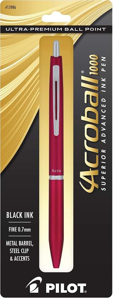 PILOT Acroball 1000 Ballpoint Pen, Red Barrel, Black Ink, Single Pen
