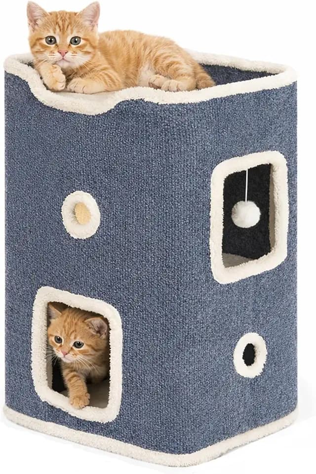 Cat House, Cat Beds for Indoor Cats, 2-Story Cat Condo Cube