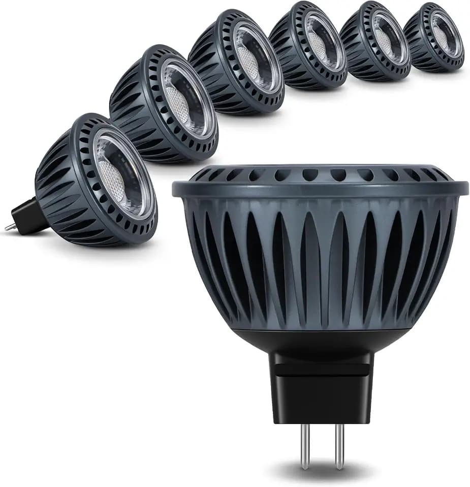 Gardencoin MR16 LED Light Blub, 5W 2700K Warm White 450 Lumens Dimmable, Aluminum Housing, Low Voltage 12V Input,GU5.3 bi-pin Light Bulbs for Landscape &Accent Lighting, Indoor/Outdoor Use,6-Pack