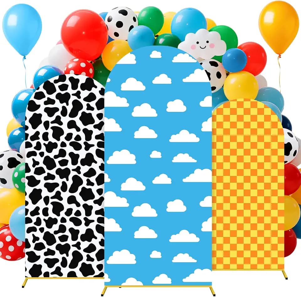 Tingjoo 3 Pack Arch Backdrop Cover Stretchy Cartoon Theme 6Ft 6.6Ft 7.2Ft